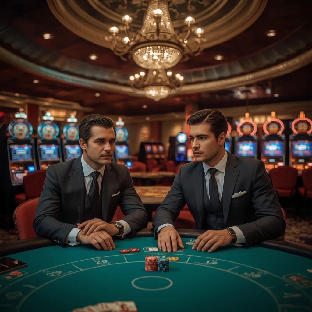 Two poker players at Vegadream Casino in India
